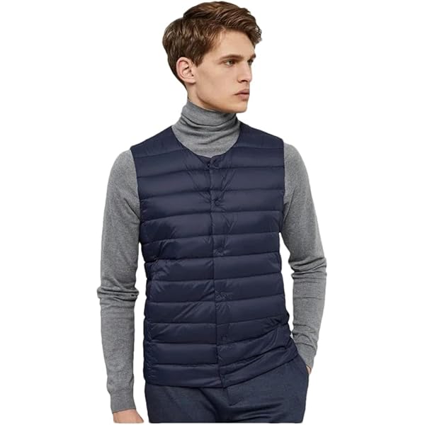 VOLUME NECK DOWN VEST ネイビー M Amazon.com: Men Fashion V-Neck Sleeveless Down Vest Winter